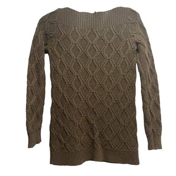 Ann Taylor Loft Diamond Cable Knit Sweater Brown Medium Wool blend Winter Soft - Picture 13 of 14